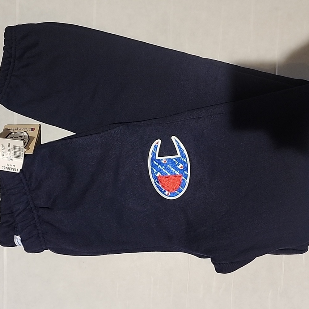 Champion Retro Style Reverse Weave Mens Navy Joggers with C Logo Size XS NWT